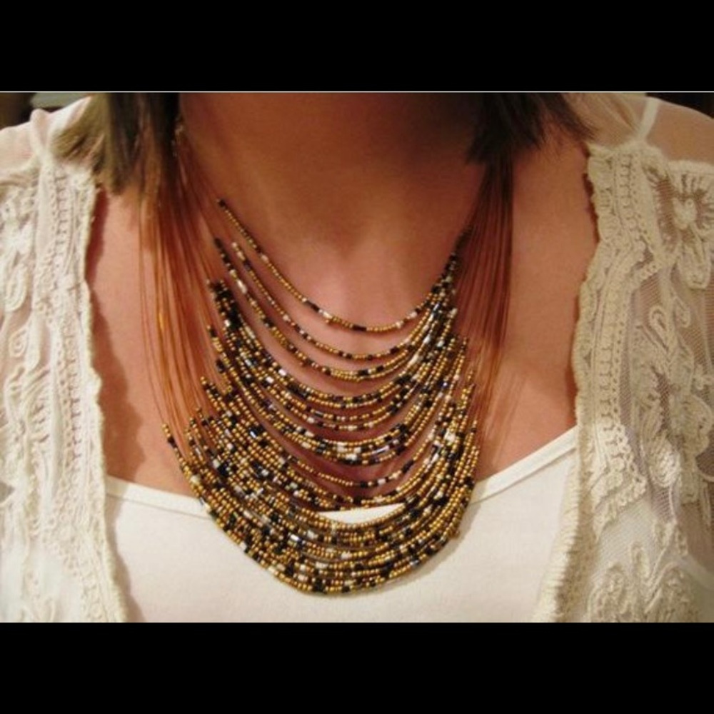 Multi strand seed bead necklace